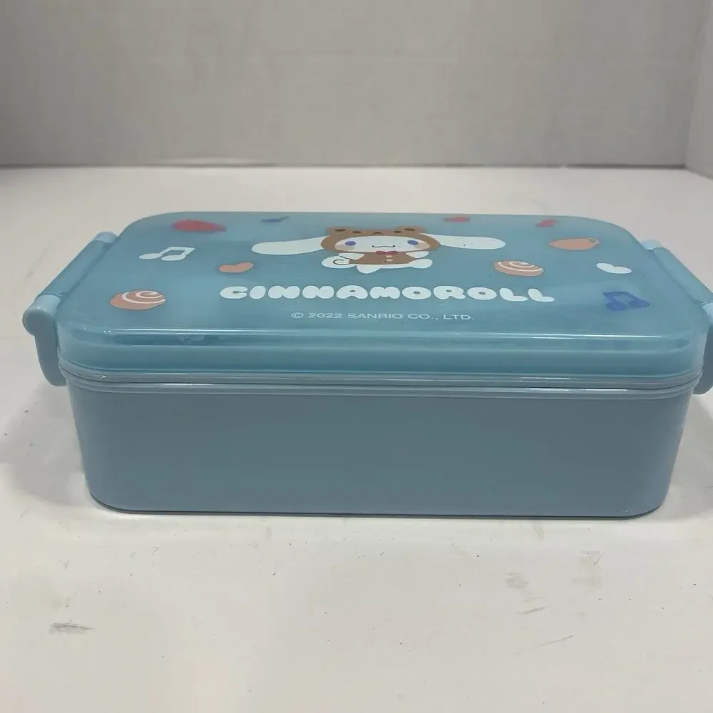 Sanrio Cinnamoroll Lunch Box Bento Container w/ Spoon & Fork 2022 Blue